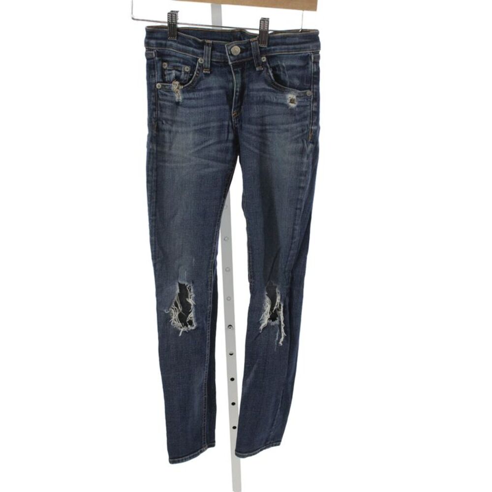 Rag & Bone Jean Womens Skinny Jeans Blue Cotton Button Mid Rise Size 24